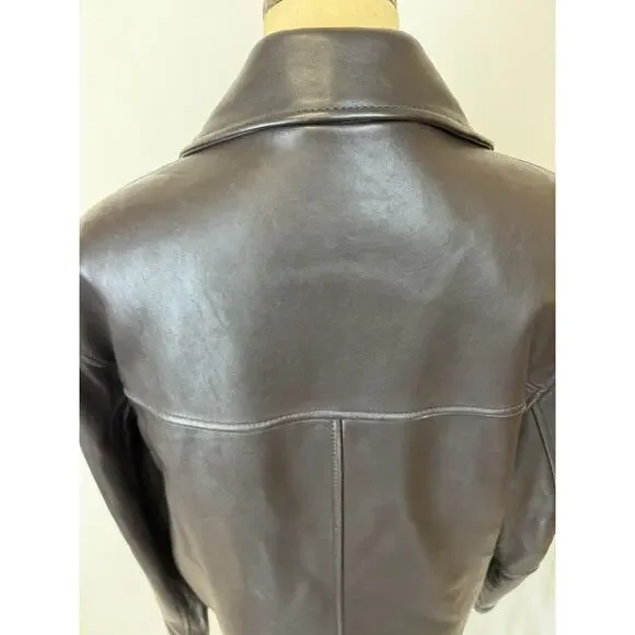 Dockers Premium Brown Leather Bomber Jacket Mens LARGE #1-0167 - Picture 8 of 9